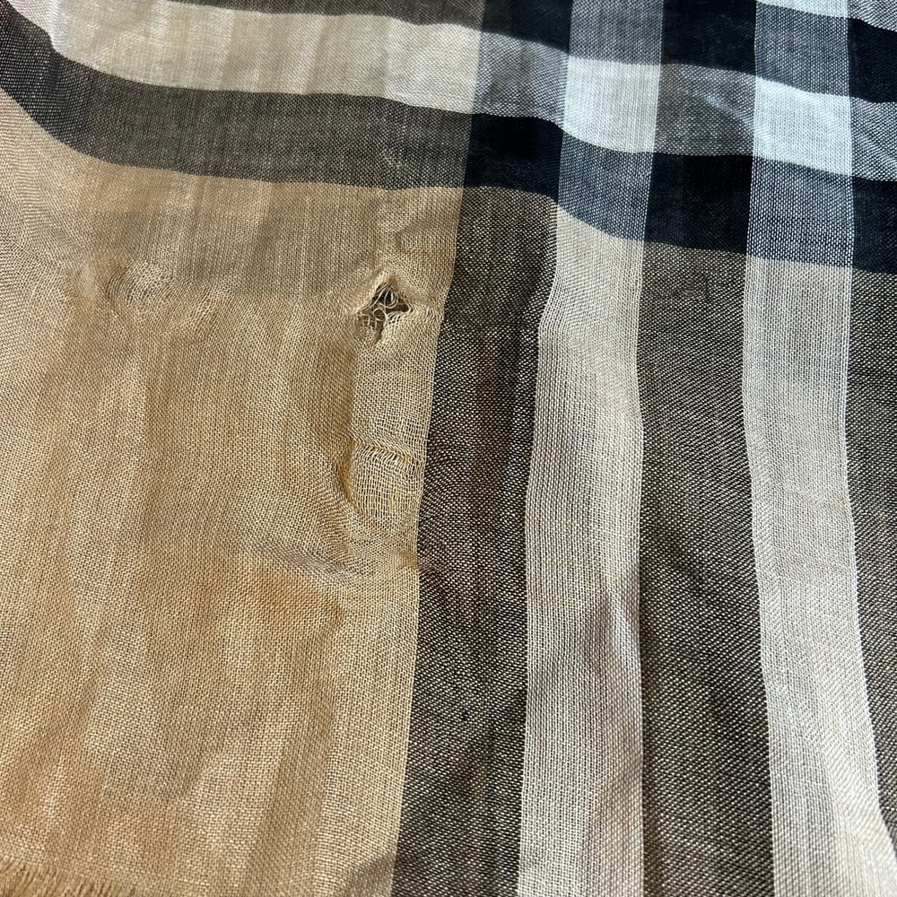 Burberry Wool Silk Check Scarf - Picture 11 of 11